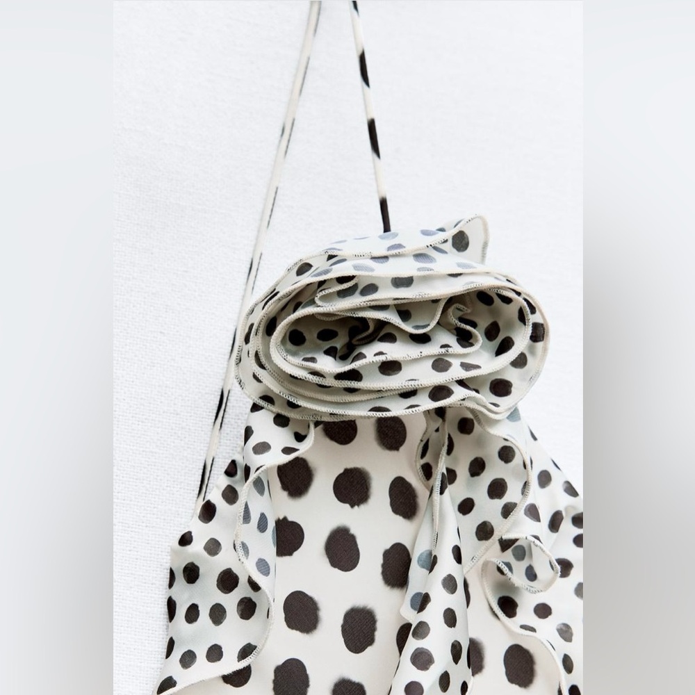 Zara RUFFLED SATIN EFFECT POLKA DOT DRESS - Picture 16 of 16
